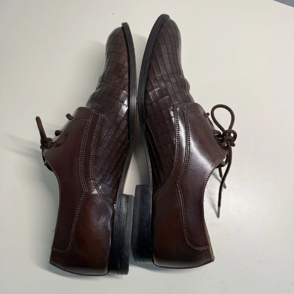 Giorgio Brutini Mens Brown Leather Imitation Braided Lace Up  Sz 8D  Dress Shoes